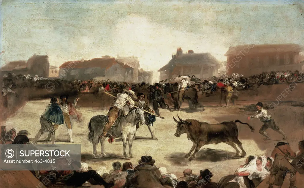 A Village Bullfight Francisco  Goya y Lucientes (1746-1828 Spanish) Academia de San Fernando, Madrid, Spain 