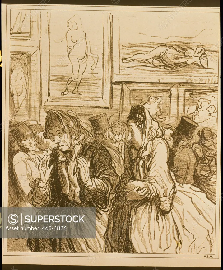 At An Exhibition of Modern Paintings  Honore Daumier (1808-1879 French) Lithograph