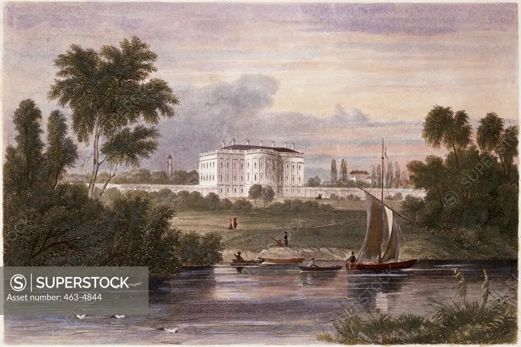 The President's House 1850 American History Steel engraving