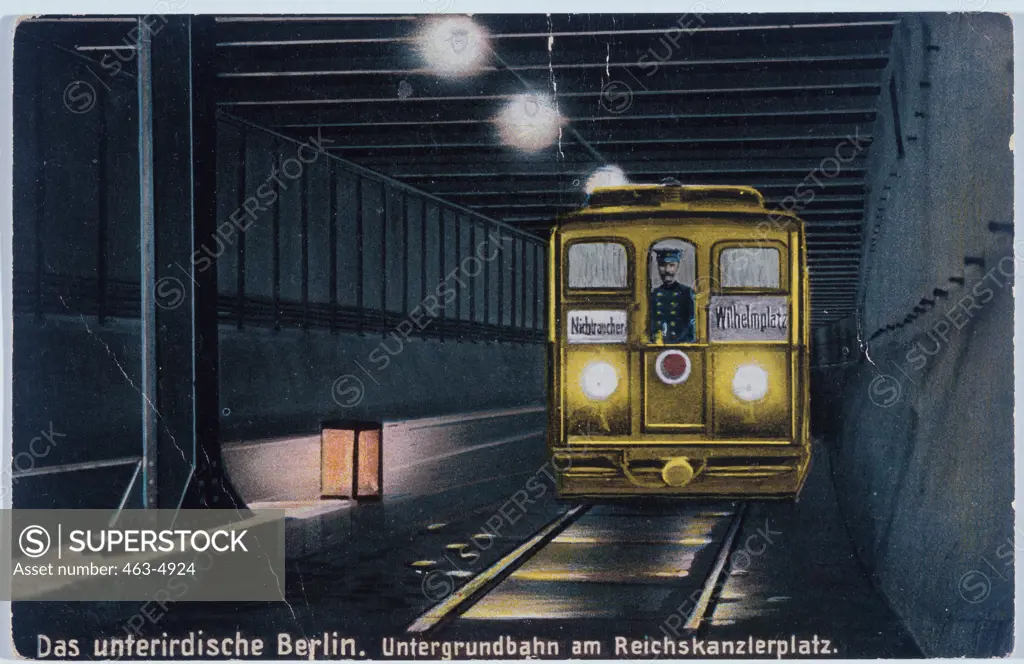 Berlin Subway Near Reichskanzler Square  1910 Artist Unknown Color lithograph