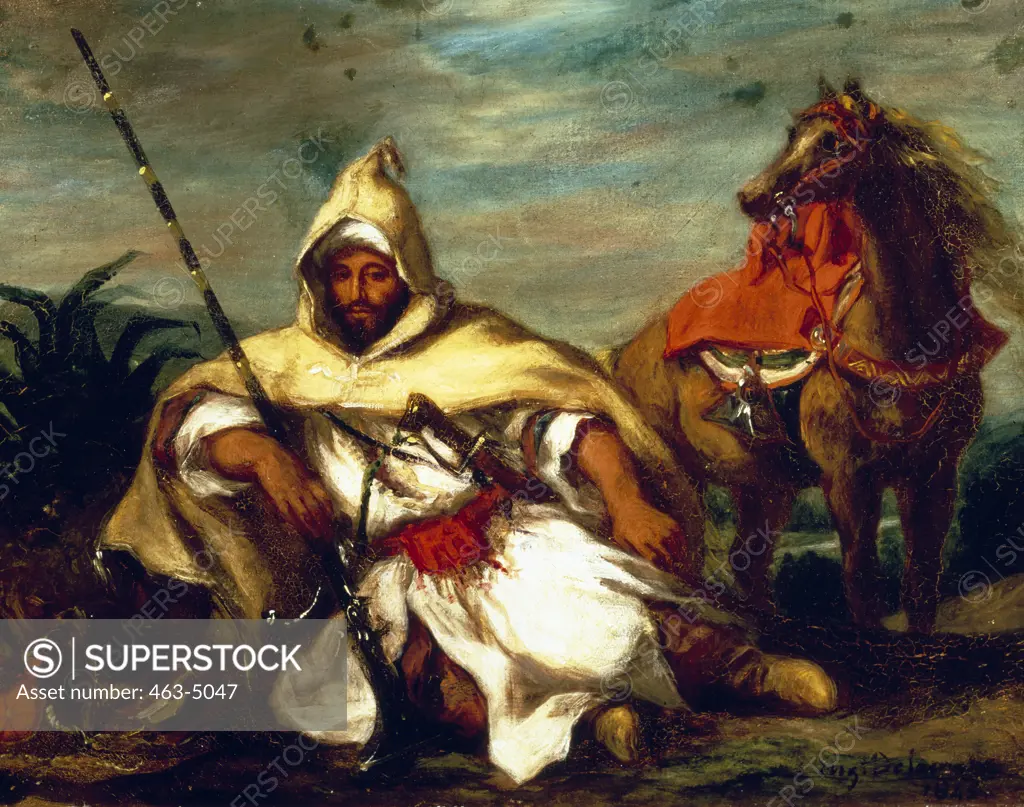 Moroccan Soldier of the Imperial Guard Eugene Delacroix (1798-1863 French) Musee des Beaux Arts, Bordeaux, France 