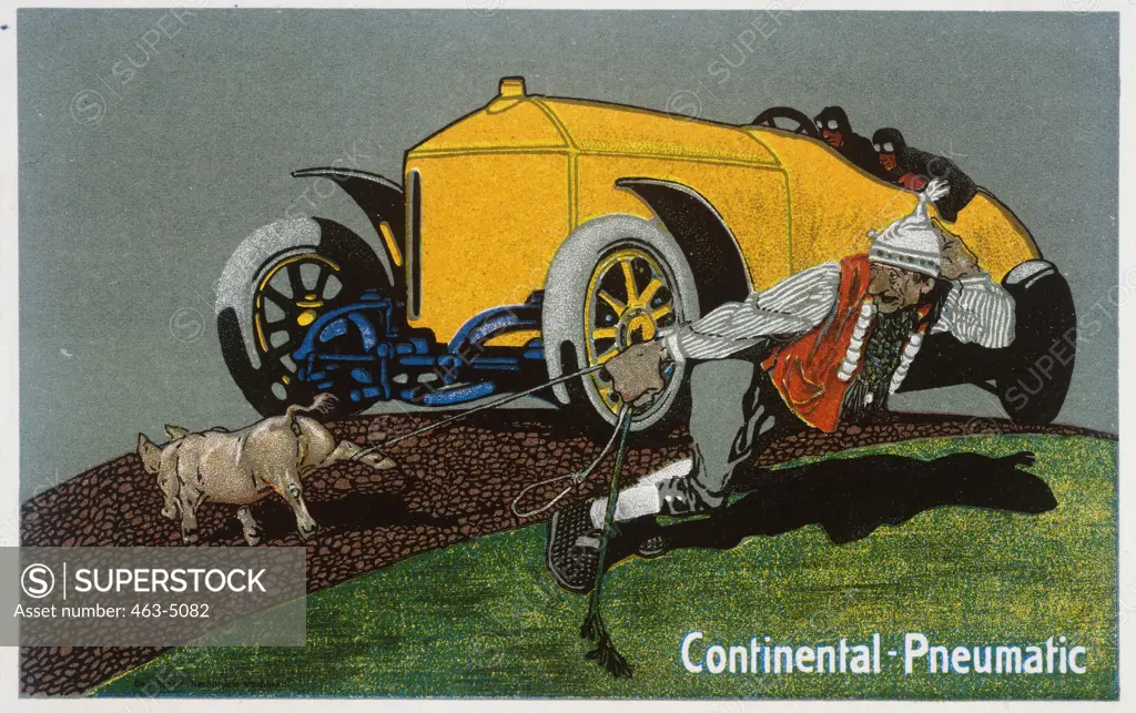 Continental-Pneumatic  1914 Artist Unknown Color Lithograph