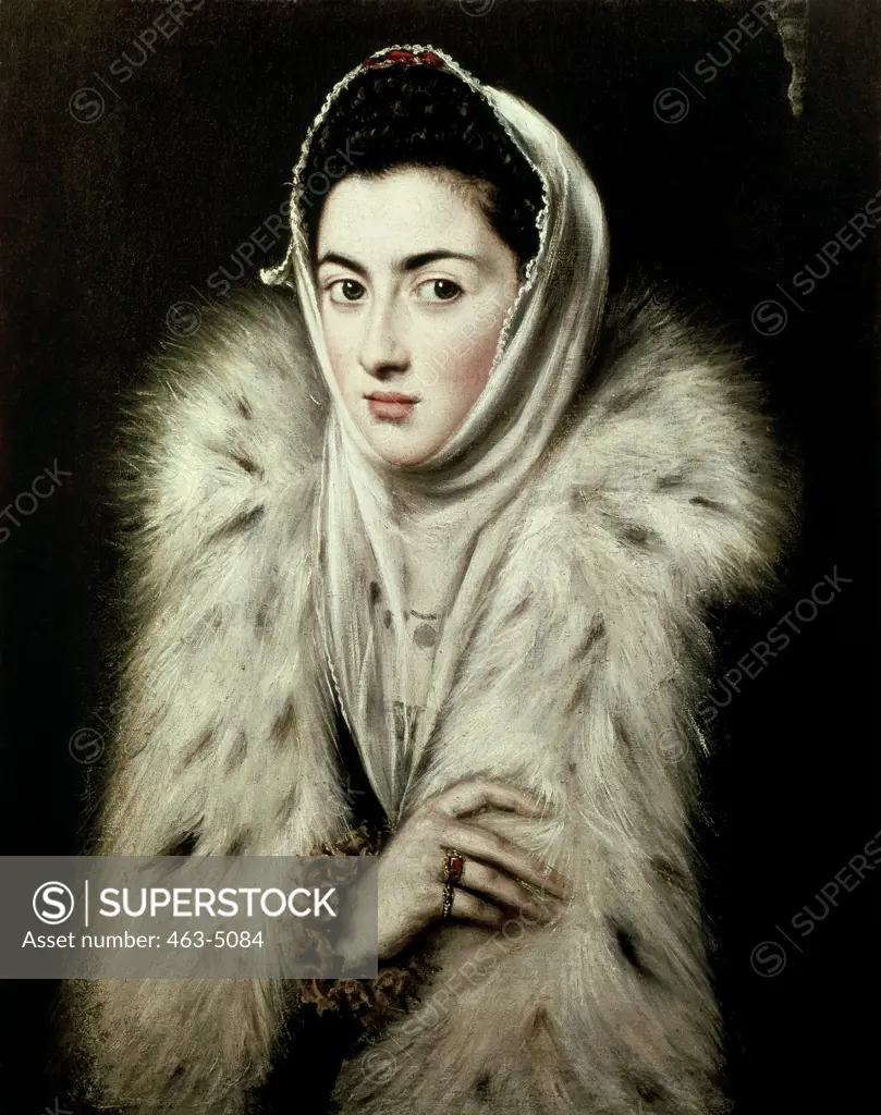 Portrait of a Woman in a Fur Cape El Greco (1541-1614/Greek) Pollok House, Glasgow, Scotland