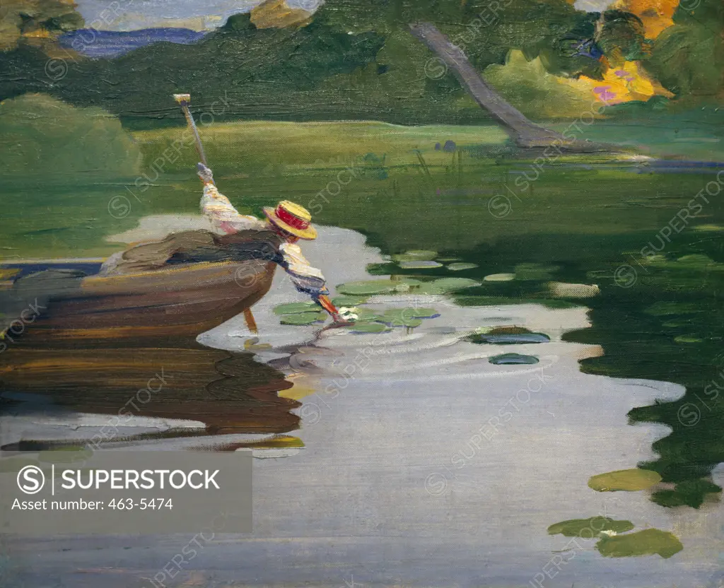 Girl in a Little Boat by Curt Herrmann,  1854-1929 German,  oil on canvas,  1897- 98,