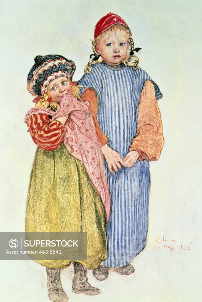 Children of the Carpenter Hellberg 1906 Carl Larsson (1855-1919 Swedish) Watercolor Private Collection