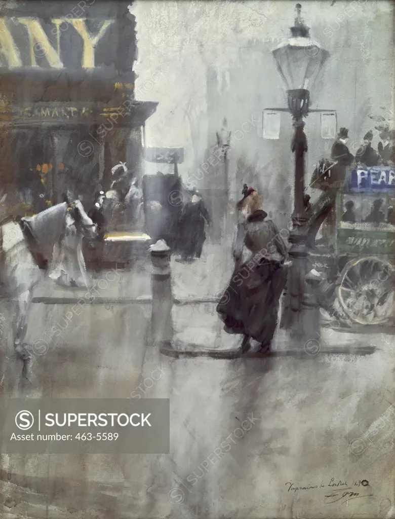 Impressions of London 1890 Anders Leonard Zorn (1860-1920/Swedish) Watercolor Private Collection