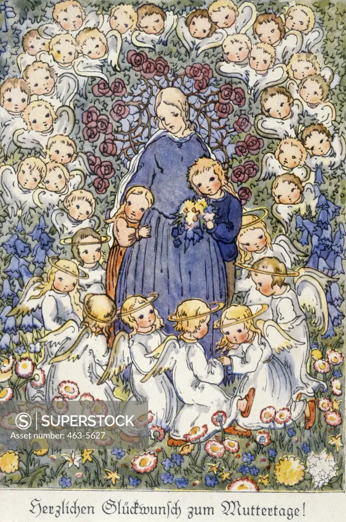 Happy Mother's Day! by R. Busch- Schumann,  from Nostalgia Cards,  colored print after drawing,  circa 1940,  20th century
