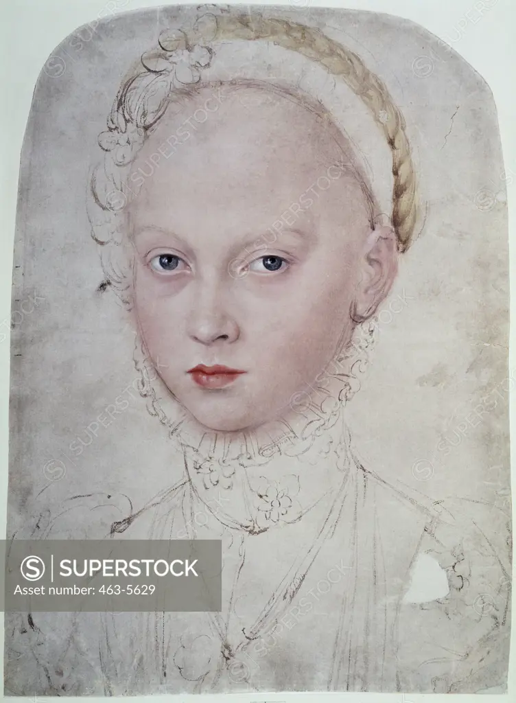 Portrait Of Elizabeth At The Age Of Twelve Princess Of Saxony And Countess Of The Palatinate 1564 Lucas Cranach the Younger (1515-1586 German) Body Color On Paper Staatliche Museen Preussischer Kulturbesitz,(Kupferstichkabinett) Berlin, Germany