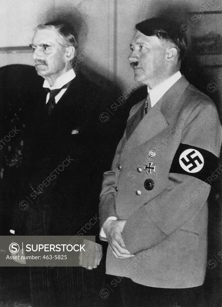 Neville Chamberlain and Adolf Hitler discuss Sudeten Crisis, Bad Godesberg, Germany, September 22-24, 1938