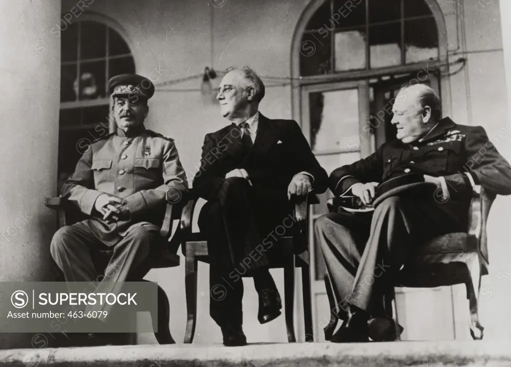 Joseph Stalin, Franklin D. Roosevelt and Winston Churchill, Tehran Conference, Iran, 1943
