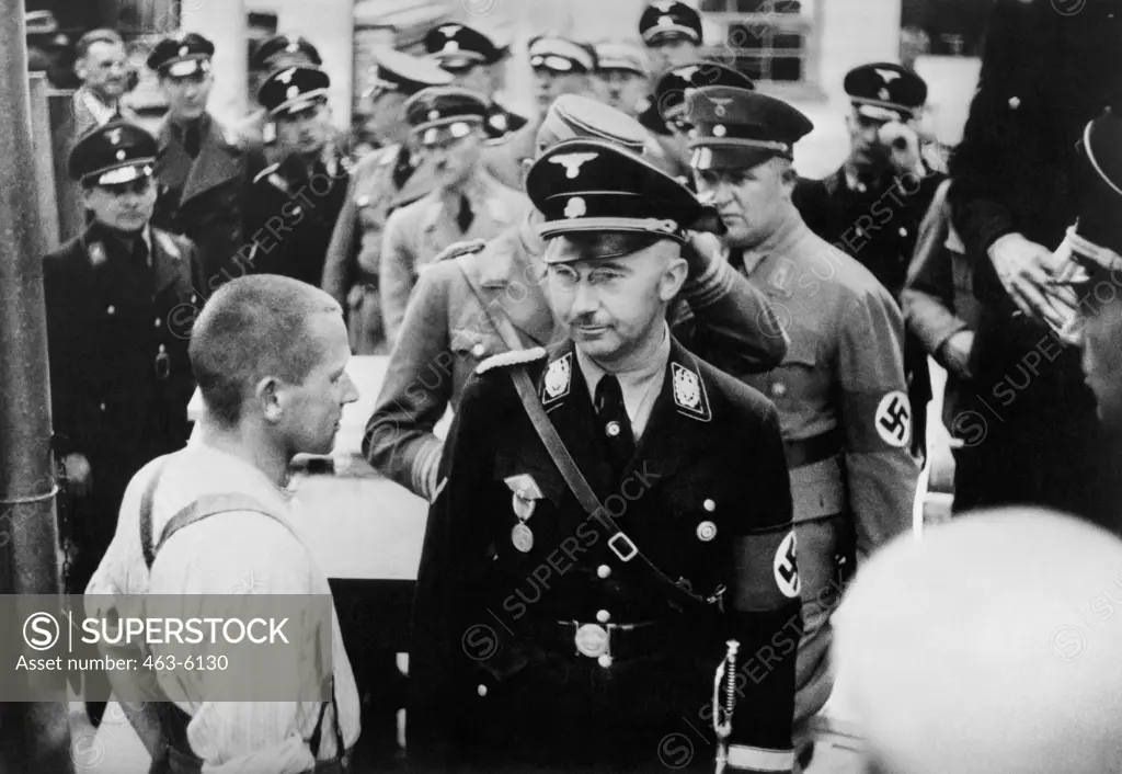 Nazi Politician Heinrich Himmler (1900-1945) visits the concentration camp in Dachau, Germany, May 8, 1936