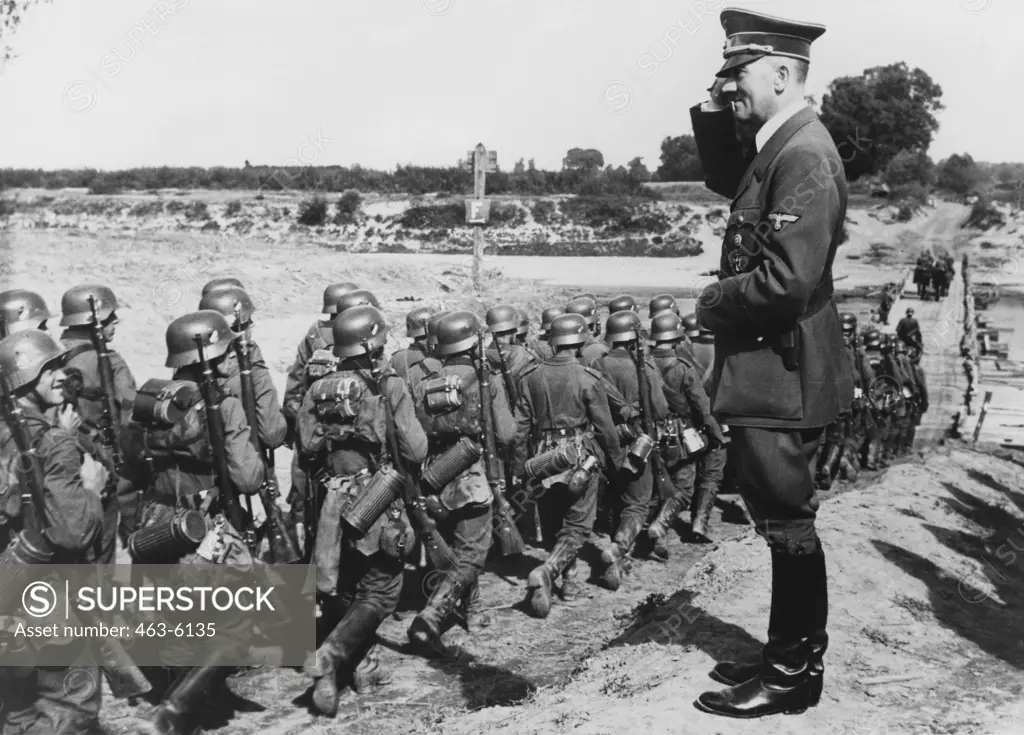 Hitler Reviews a German Infantry Unit during The Poland Campaign 1939