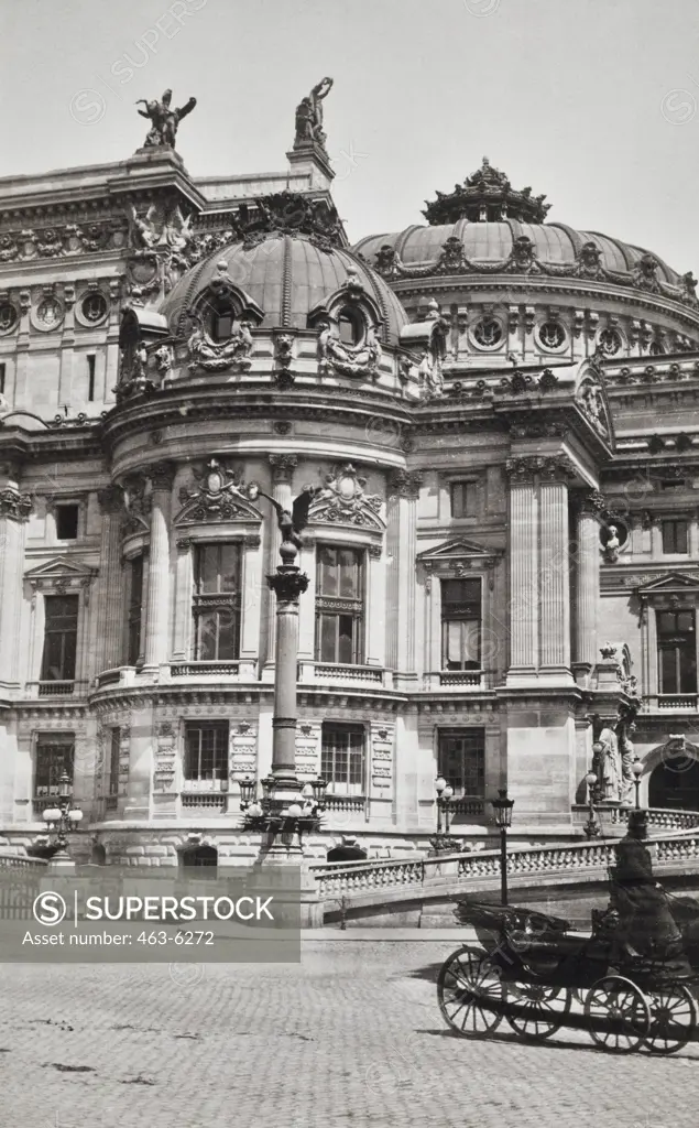 Carriage in front of an opera house, Paris, France, c. 1888