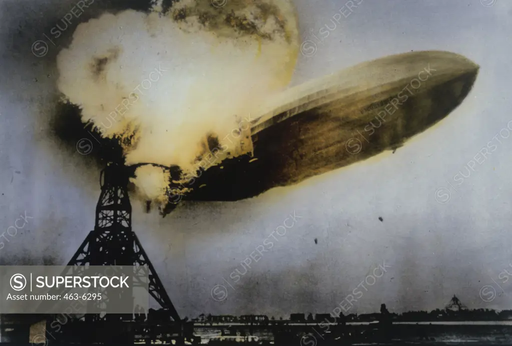 Explosion of the dirigible Hindenburg, Lakehurst, New Jersey, USA, May 6 1937