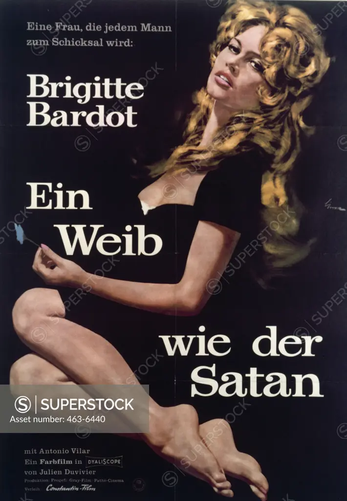 Brigitte Bardot - A Women Like Satan (La Femme At Le Patin) by Ernst Litter,  poster,  1958,  20th century