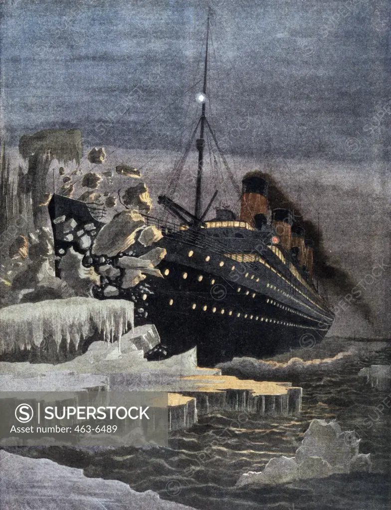 Perishing of the Worlds Greatest Passenger Boat (Sinking of the Titanic on April 4, 1912) Illustration