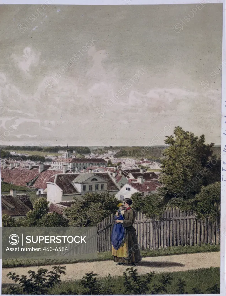 View of Dorpat / Estonia Circa 1850 E. Ivanson (19th C.) Color Lithograph