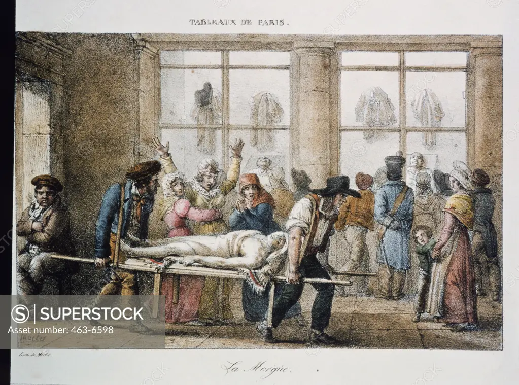 The Morgue 1821/23 Jean Henri Marlet (1770-1847 French) Chalk Lithography