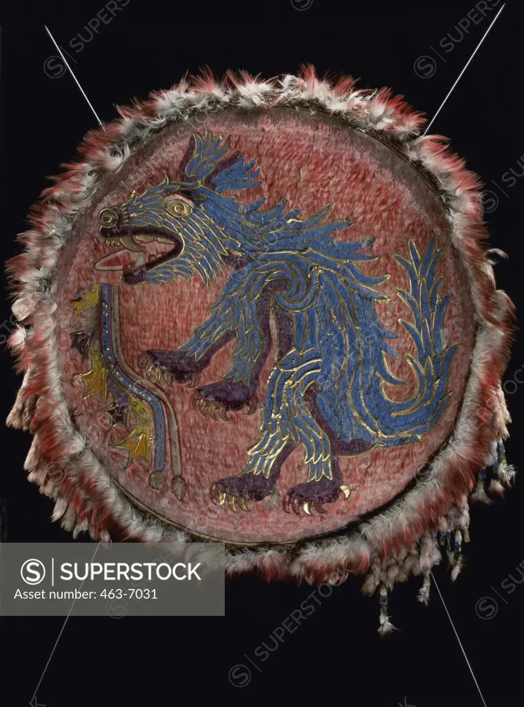 Feather Shield with Depiction of a Coyote Aztec Art Pre-Columbian Museum for Ethnology, Vienna 