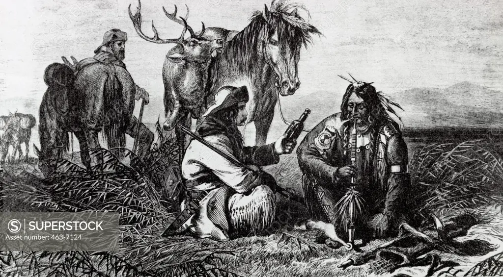 Barter with the Indians Fur Traders Exchange Whiskey for Fur American History 