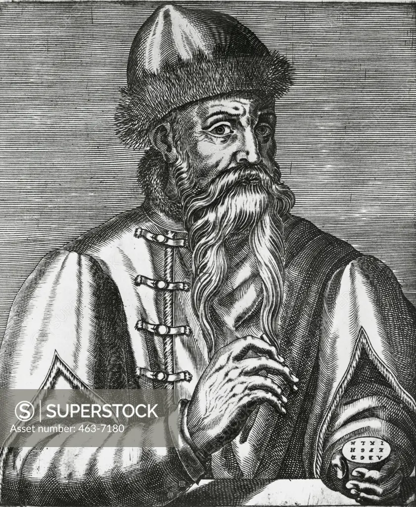 Johannes Gutenberg, Inventor Of The Printing Press (1395-1468) 16th Century Artist Unknown Copperplate