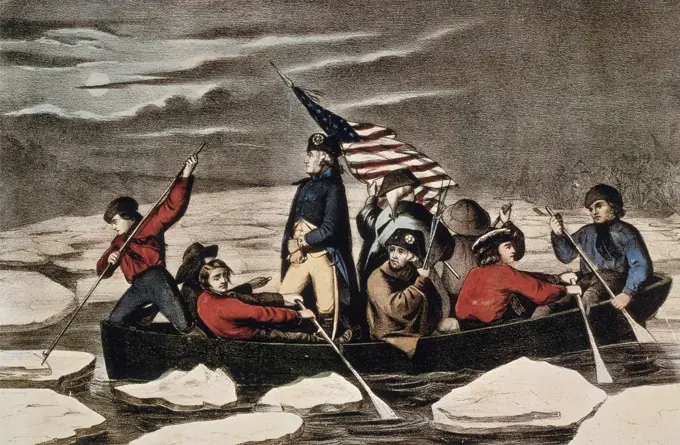 Washington Crossing The Delaware Currier & Ives (1834-1907 American)