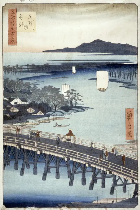 The Big Bridge of Edo Ando Hiroshige (1797-1858 Japanese) Colored wood engraving