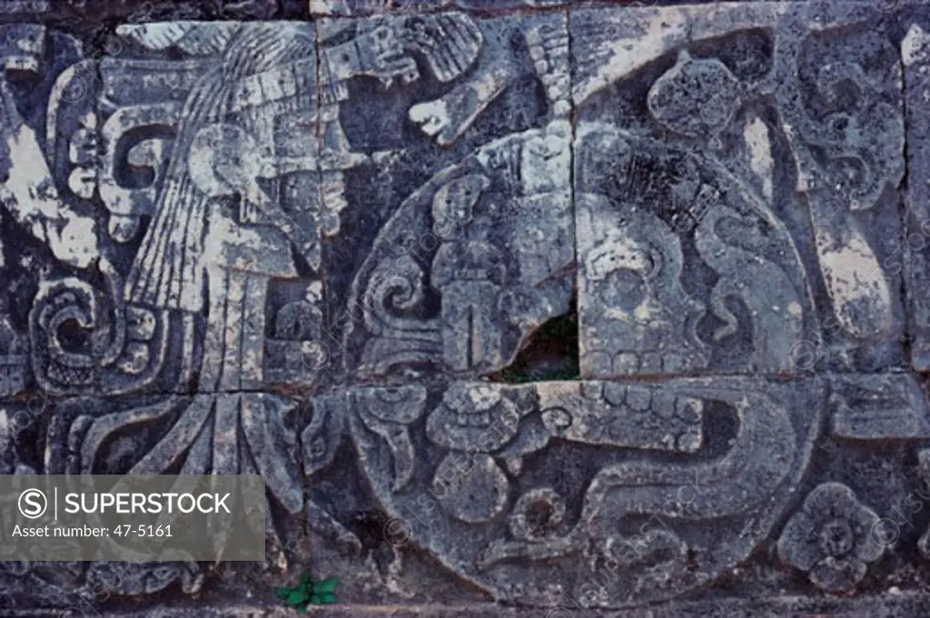 Relief at The Ball Court Chichen Itza (Mayan-Toltec) Yucatan, Mexico