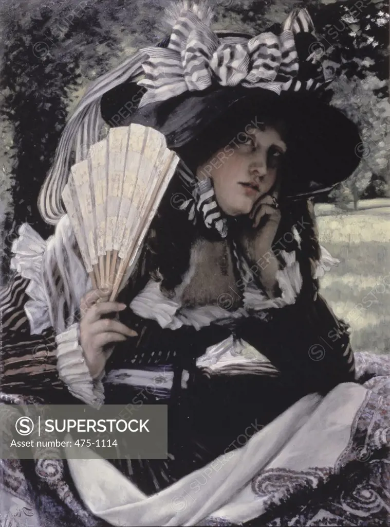 Girl with a Fan ca. 1870-71 James Tissot (1836-1902 French) Oil on panel Christie's Images, London, England