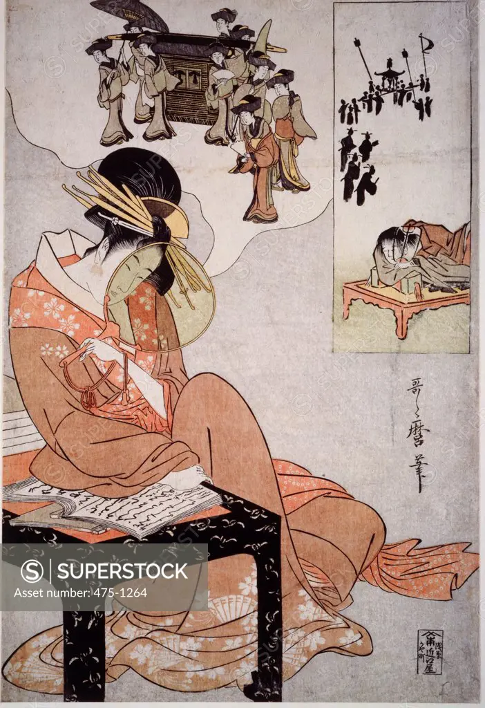 A Courtesan Dreaming of Her Wedding 1798-1800 Kitagawa Utamaro (1753-1806 Japanese)  Woodcut print British Museum, London, England