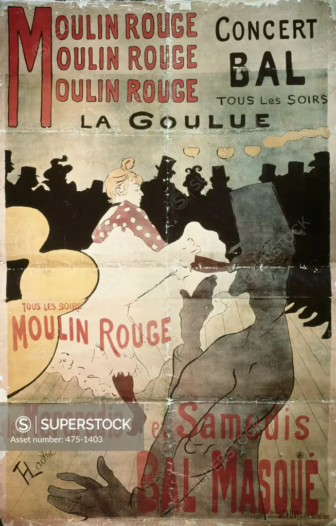 The Moulin Rouge 1891 Henri de Toulouse-Lautrec (1864-1901 French) Pen & Ink Victoria & Albert Museum, London, England