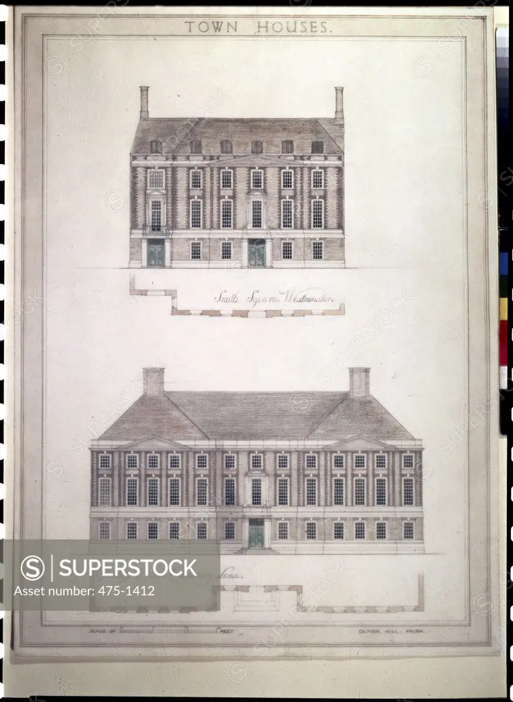 Town Houses, Smith Square, Westminister & Q. Court  Architecture(- ) Drawing Fine Art Society of London, England *PERMISSION REQUIRED THROUGH BAL!!