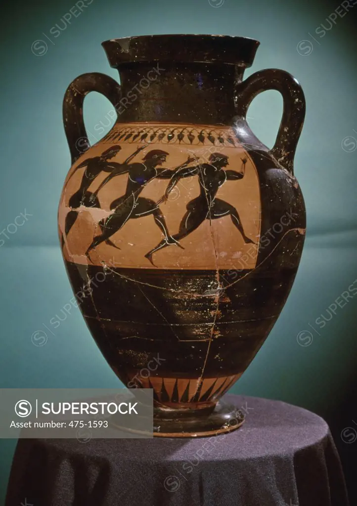 Amphora with Black Figures Runners in a Race Greek Art Fine Art Musuem, Budapest, Hungary