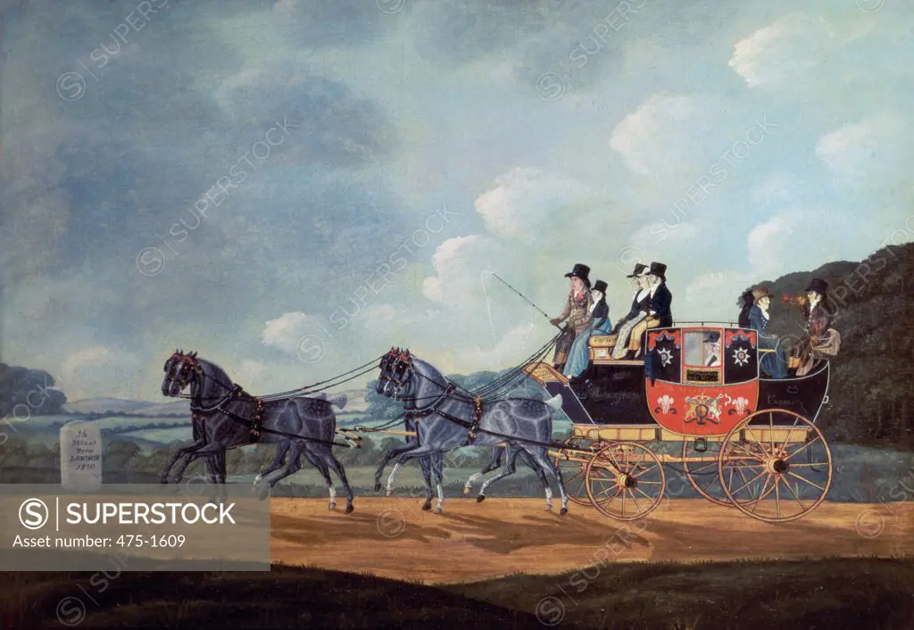 The Royal Mail Coach, Chelmsford To London 18th Century John Cordrey (18th C- British) King Street Galleries, London, England