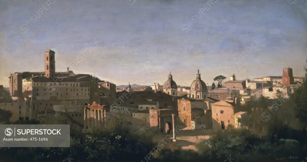 Forum Viewed from the Farnese Gardens Jean-Baptiste-Camille Corot (1796-1875 French) Musee du Louvre, Paris 
