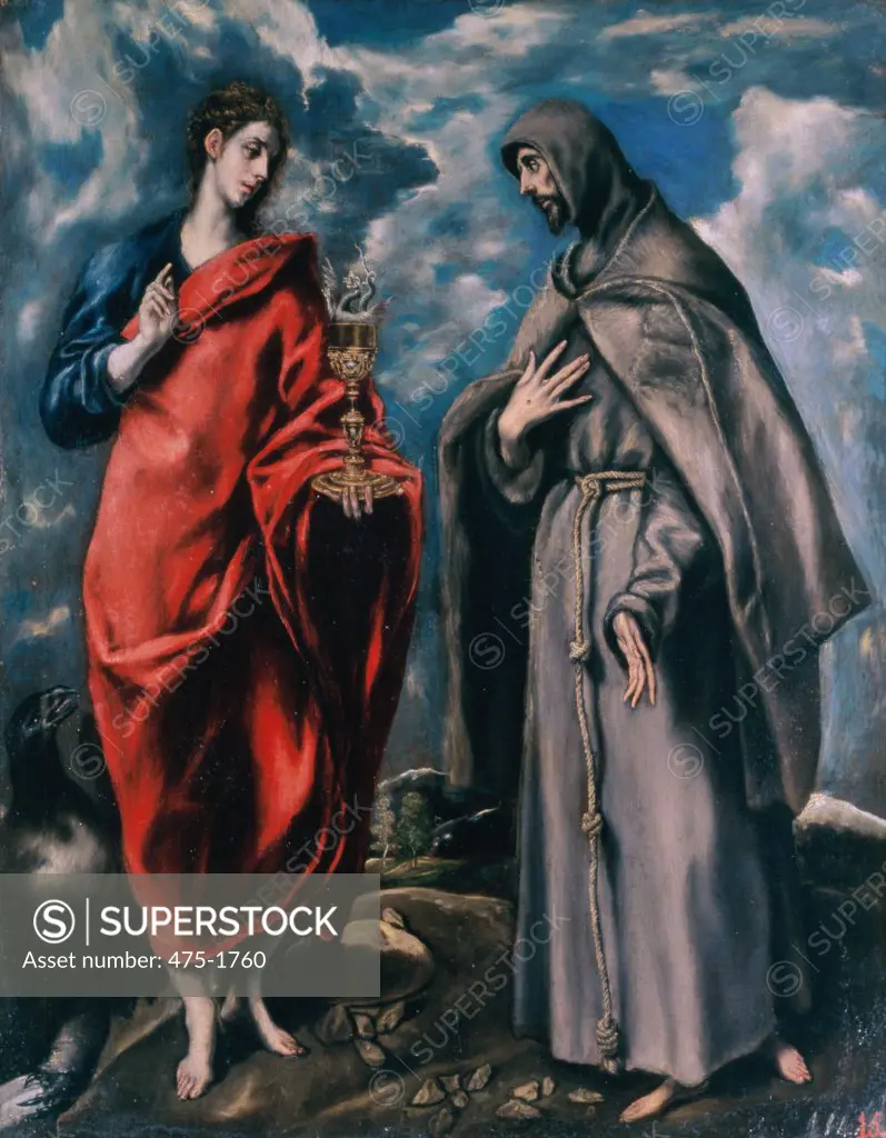 Saint John the Evangelist and Saint Francis El Greco (1541-1614/Greek) Galleria degli Uffizi, Florence, Italy