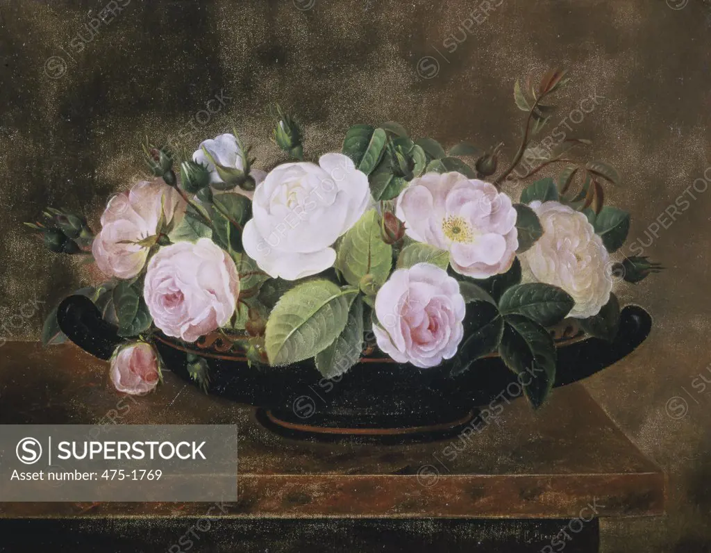 Bowl of Roses on a Marble Ledge Johan Laurentz Jensen (1800-1856 Danish) Art Trade , Bonhams, London