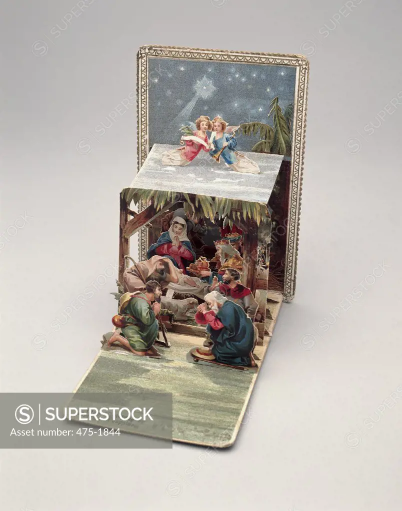 Close-up of figurines depicting the Nativity Scene