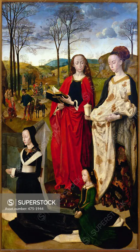 Portinari Triptych: St. Mary Magdalen & St. Margaret With Maria Baroncelli & Daughter 1476-79 Hugo van der Goes (ca.1440-1482 Netherlandish) Oil On Wood  Galleria degli Uffizi, Florence, Italy