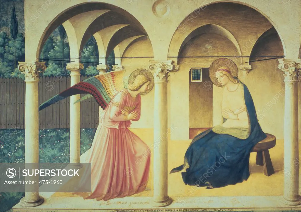 The Annunciation 1438-1445 Fra Angelico (ca.1395-1455 Italian) Fresco Museo di San Marco, Florence, Italy