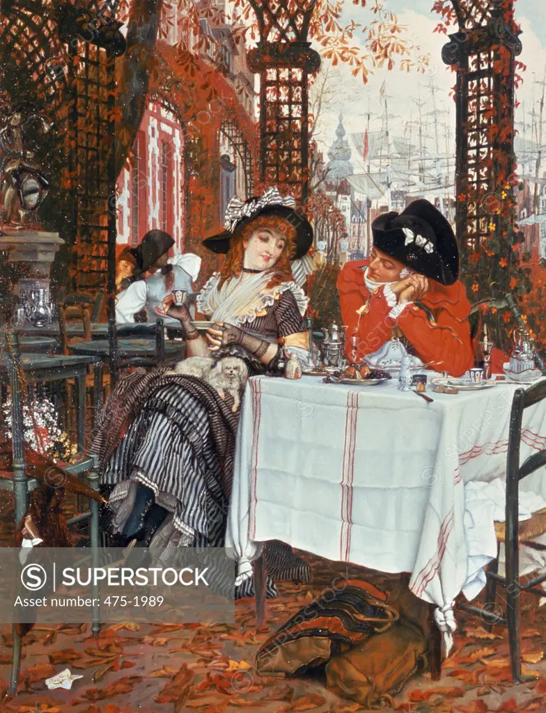 A Luncheon by James Tissot,  oil on canvas,  circa 1868,  (1836-1902),  England,  London,  Roy Miles Gallery