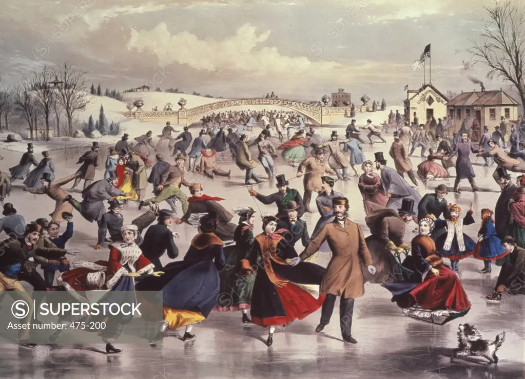 Winter on the Skating Pond in Central Park 1862 Currier & Ives (1834-1907 American) Lithograph New York Historical Society, USA
