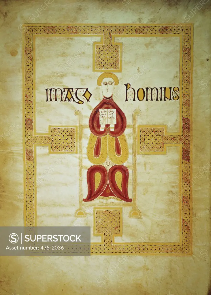 Symbol of Matthew, 'Imago Hominus' from the Echternach Gospels, (Gospels of St. Willibrord) c. 8th Century Manuscripts Bibliotheque Nationale, Paris 