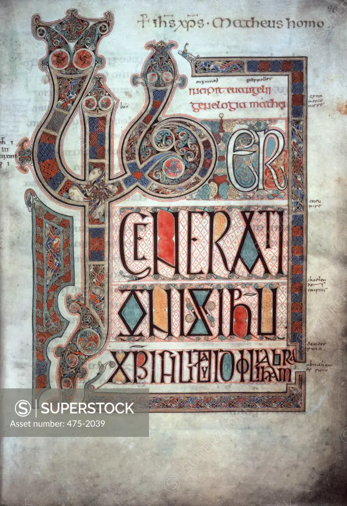 Lindisfarne Gospels: Decorated Initial to the Gospel According to St. Matthew  ca. 725  Manuscripts  British Museum, London