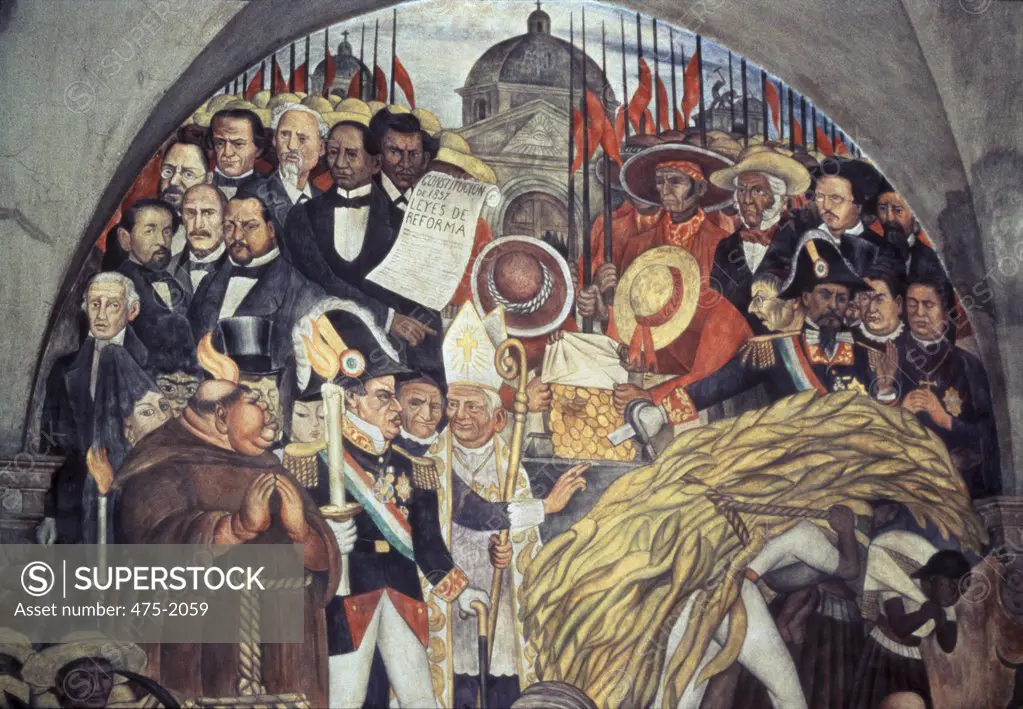 History of Mexico, Conquest to 1930 (Detail)  1929-31 Diego Rivera (1886-1957 Mexican)  Mural National Palace, Mexico City, Mexico
