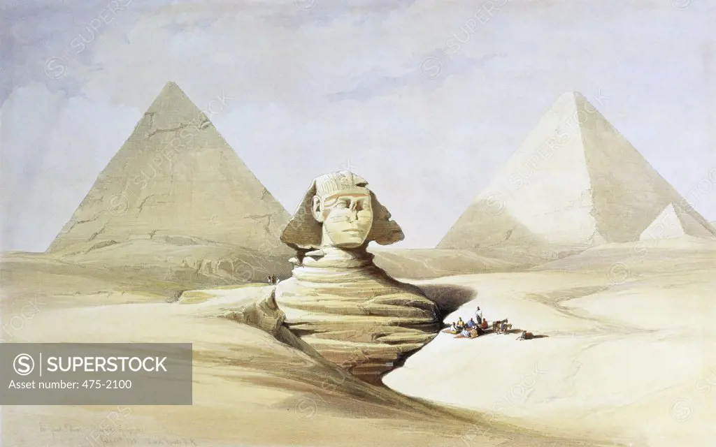 Great Sphinx and the Pyramids of Giza from "Egypt and Nubia", Vol.1 David Roberts (1796-1864 Scottish)