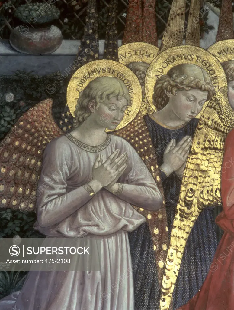 Angels in a Heavenly Landscape  (Journey of the Magi, detail of left side of apse) ca.1460 Benozzo Gozzoli (1420-1497/Italian) Fresco Palazzo Medici-Riccardi, Florence, Italy 