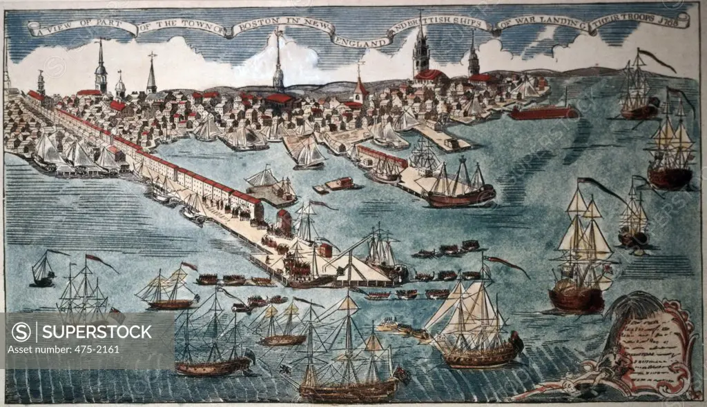 Landing of British Troops in Boston, 1768 Artist Unknown Colored print Private Collection