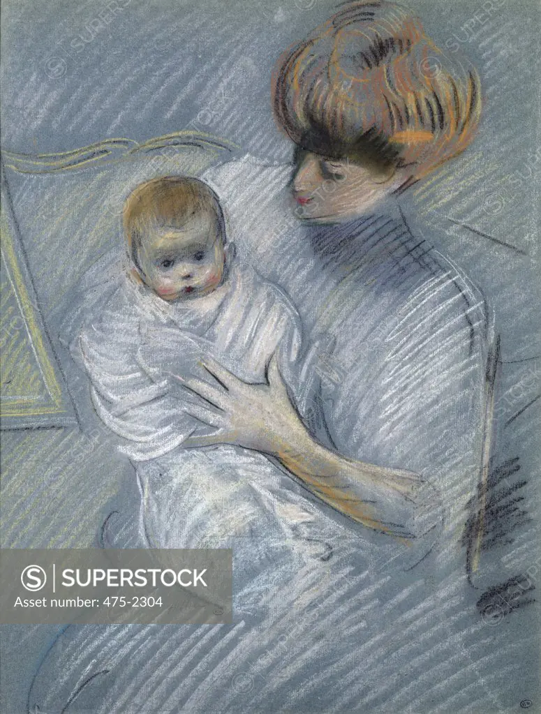 Maternity Paul César Helleu (1859-1927 French) Pastel on Paper Musee Bonnat, Bayonne, France