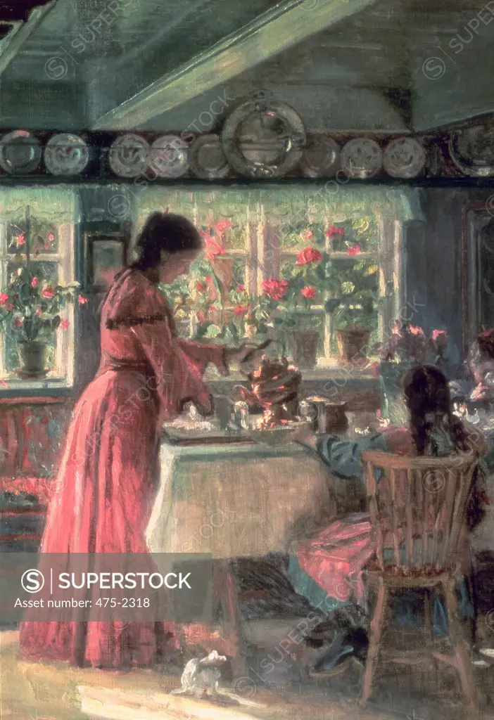 The Coffee is Poured - The Artist's Wife with Their Two Daughthers Laurits Regner Tuxen (1853-1927 Danish) Skagens Museum, Skagen, Denmark